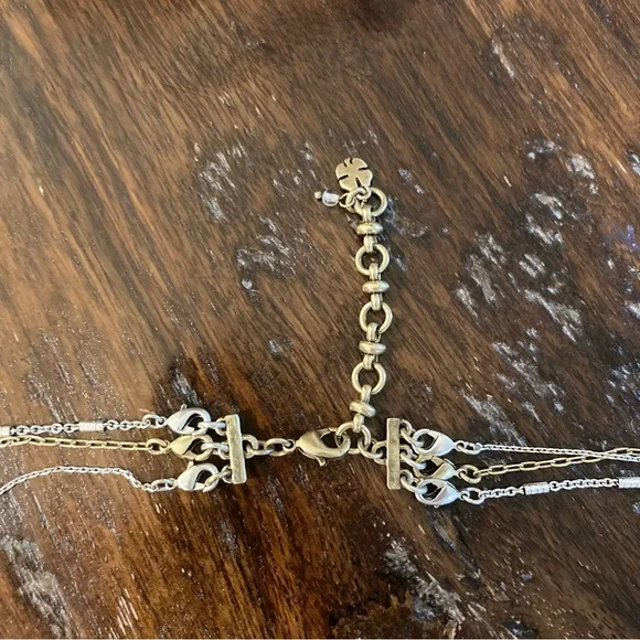 Lucky Brand Silver Gold Disc Layering Necklace Mixed Metal - Picture 7 of 8